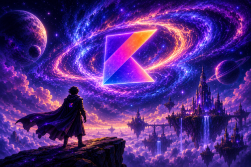 a kotlin logo in the galaxy
