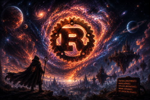 a Rust logo in the galaxy