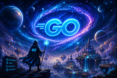 a Go logo in the galaxy